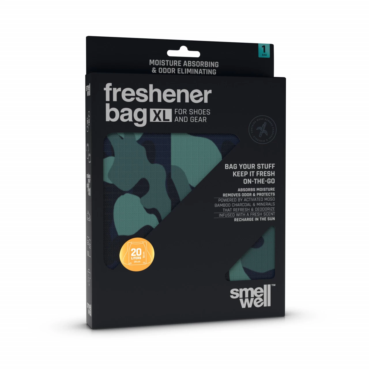 SmellWell Freshener Bag XL Anti-Geruch- Und Anti-Feuchtigkeits-Turnbeutel - 20 Liter, Camo 4 SmellWell Freshener Bag XL Anti-Geruch- Und Anti-Feuchtigkeits-Turnbeutel - 20 Liter, Camo – Bild 2